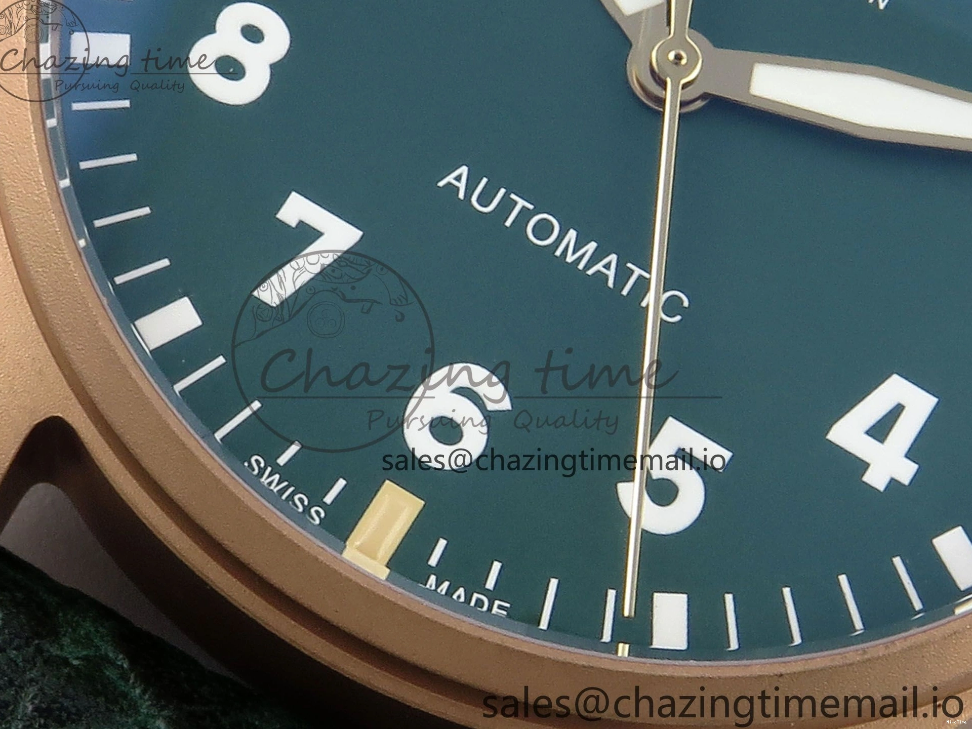 MIROTIME 0505 Durable Big Pilot IW329702 M+F 1:1 Best Edition Green Dial on Green Leather Strap MY 7006